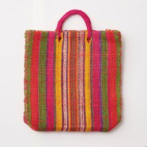 Multi-Color Natural Woven Tote Bag